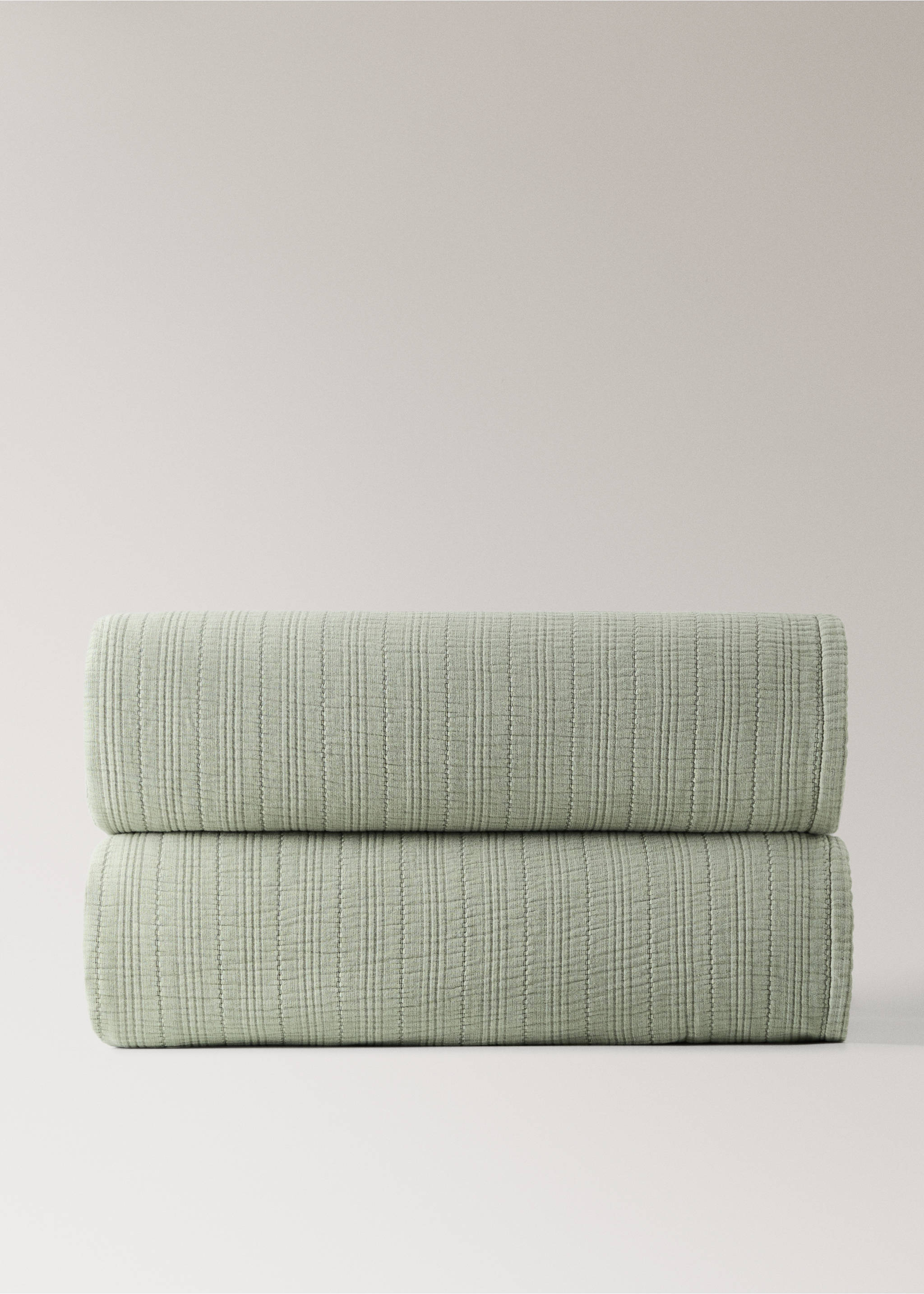 Garment-dyed sprei van wafelkatoen, bed 180/200 cm - Artikel zonder model, Groen. Ref: 37052943-00.