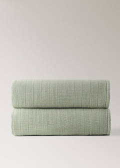 Stückgefärbte Tagesdecke aus Baumwolle für 180/200 cm Bett — Grün 8