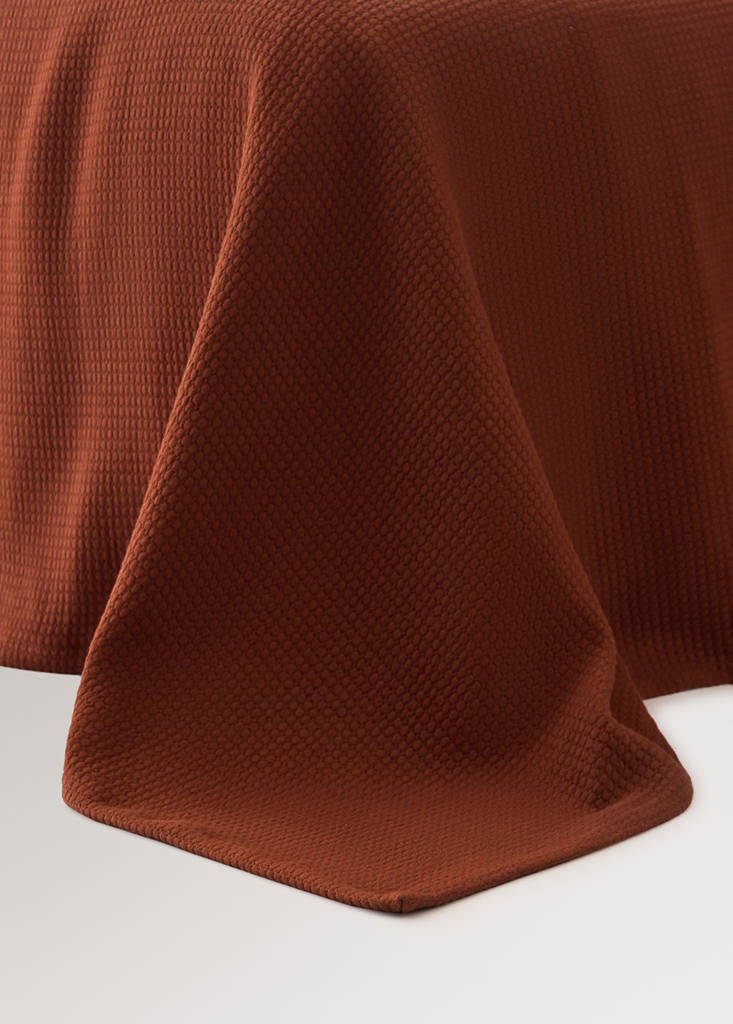Stückgefärbte Tagesdecke aus Baumwolle für 180/200 cm Bett — Kognac