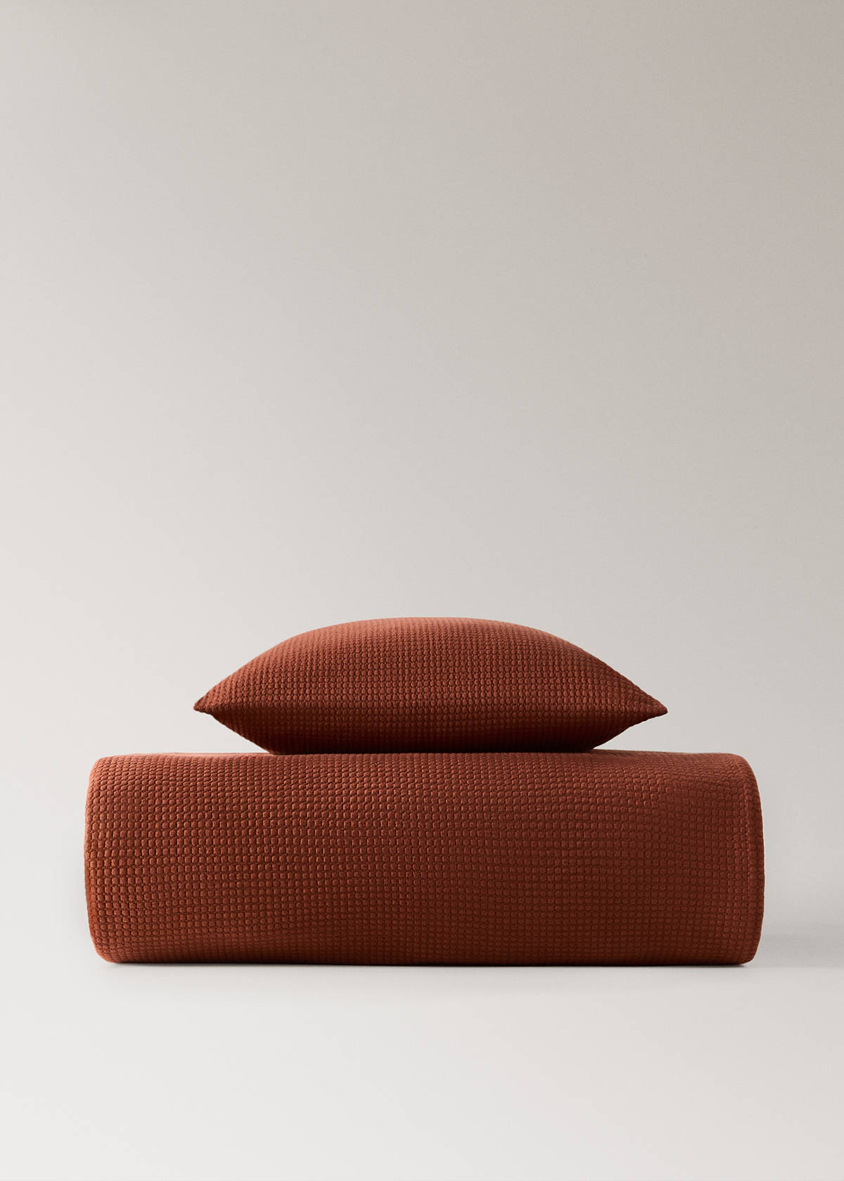 Stückgefärbte Tagesdecke aus Baumwolle für 180/200 cm Bett — Kognac