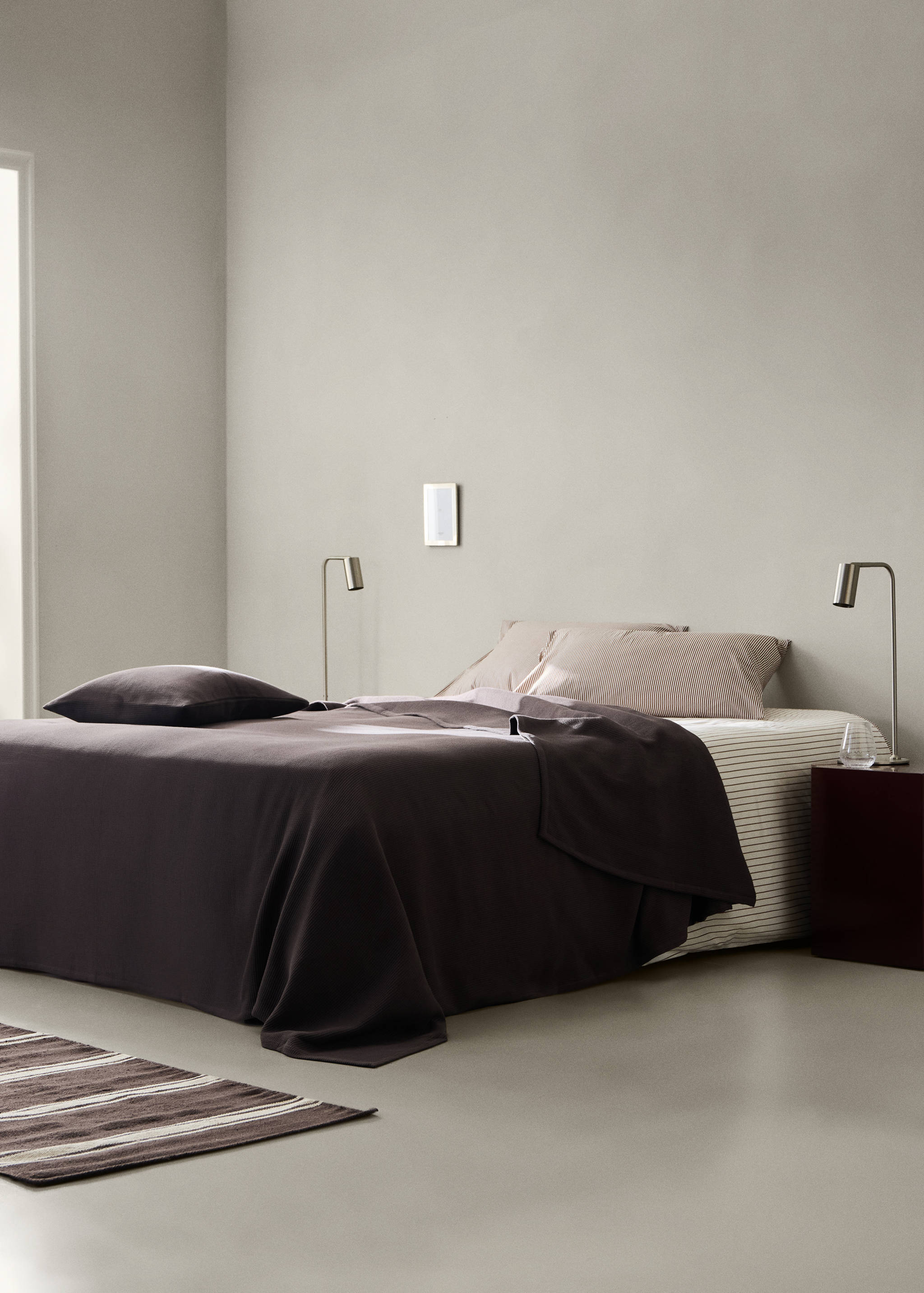 Cotton bedspread, textured relief, garment-dyed, 130/140/150 cm bed - General plane