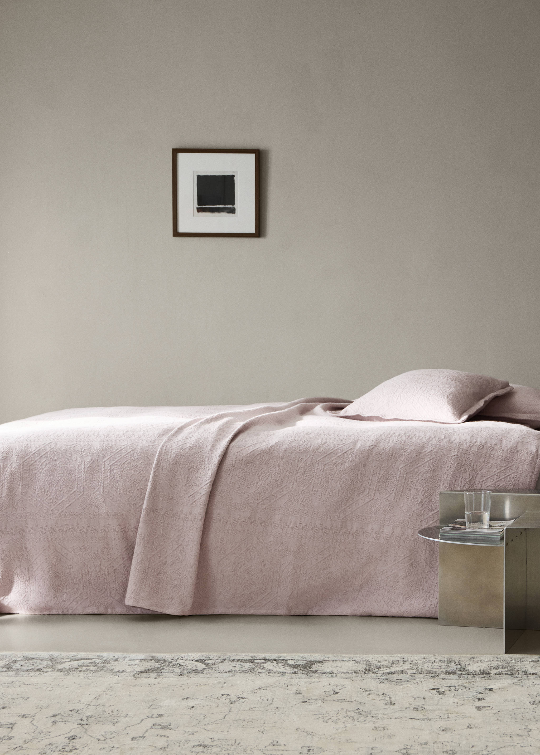 Pre-shrunk jacquard bedspread 300g for bed sizes 130/140/150cm - General plane