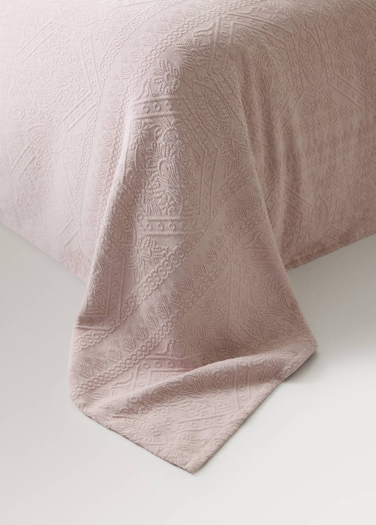 Vorgewaschene Jacquard-Tagesdecke, 300 g, für Betten 130/140/150 cm — Zartrosa