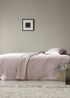 Vorgewaschene Jacquard-Tagesdecke, 300 g, für Betten 90/105 cm — Zartrosa 1