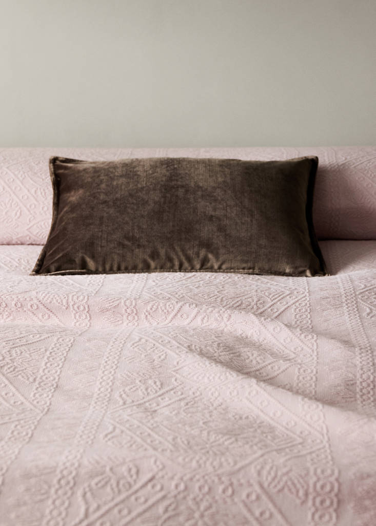 Vorgewaschene Jacquard-Tagesdecke, 300 g, für Betten 90/105 cm — Zartrosa