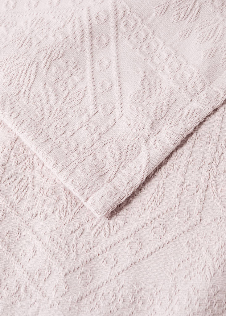 Vorgewaschene Jacquard-Tagesdecke, 300 g, für Betten 90/105 cm — Zartrosa
