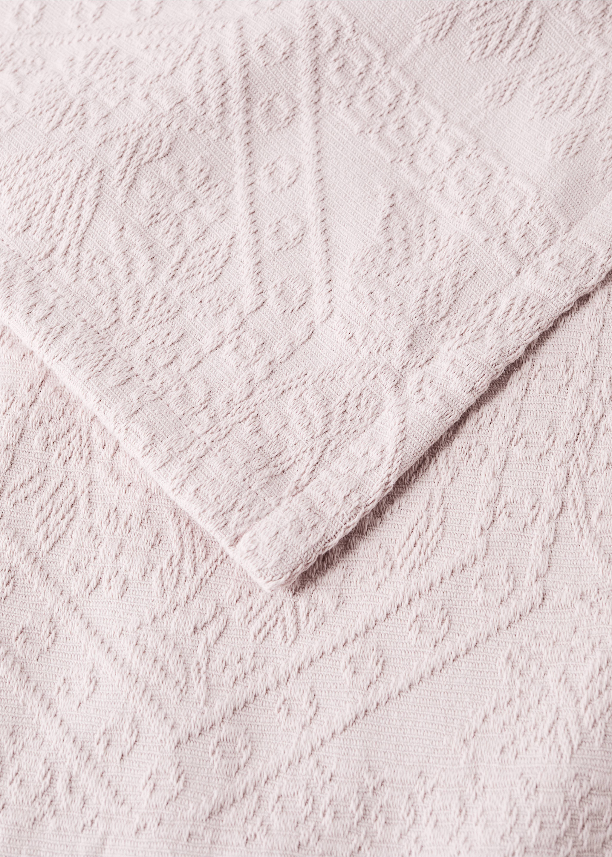 Pre-shrunk jacquard bedspread 300 g for 90/105 cm bed - Details of the article 2, Pale Pink. Ref: 37052955-00.