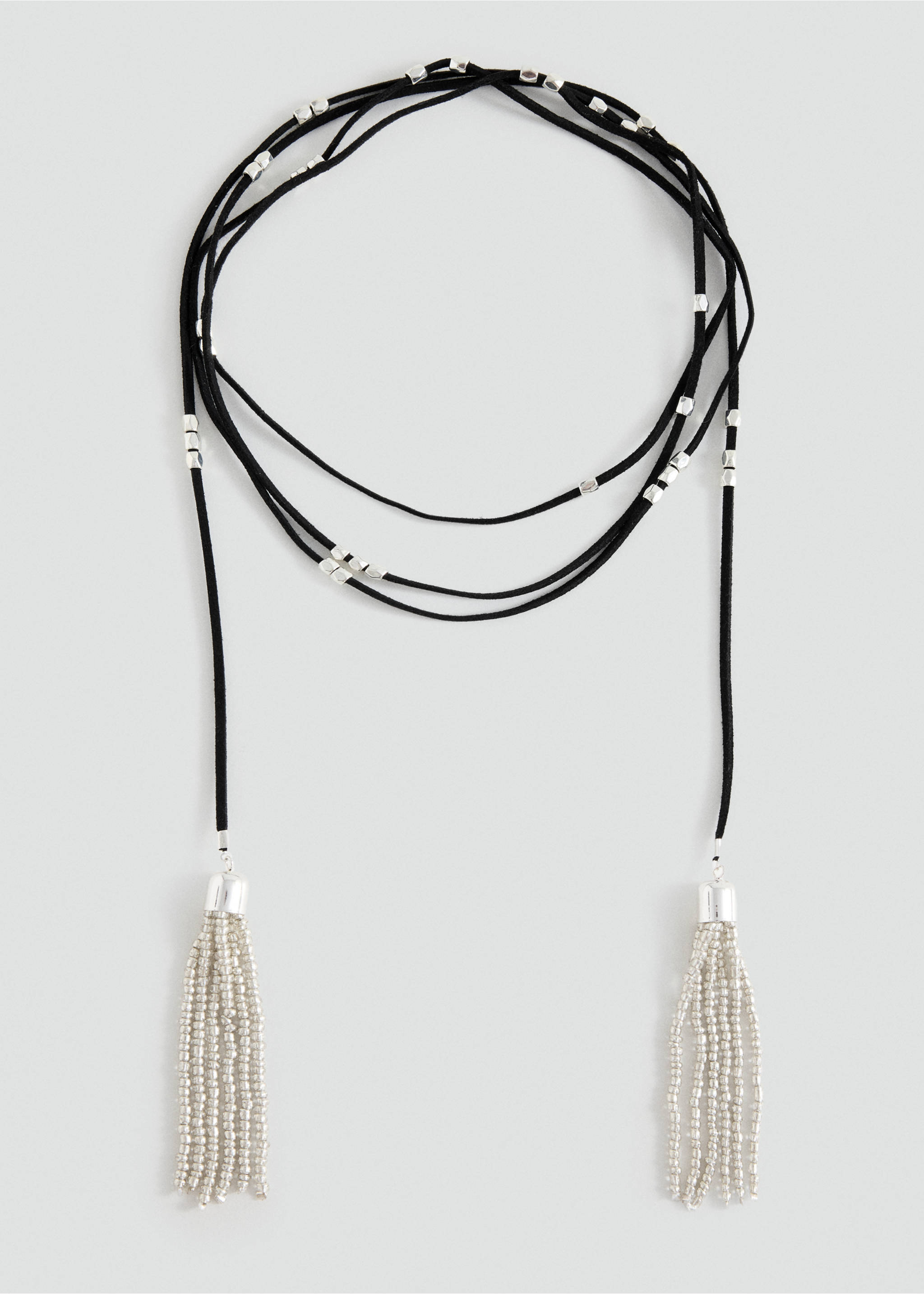 Beaded cord necklace - Article without model, Black. Ref: 37052960-00.