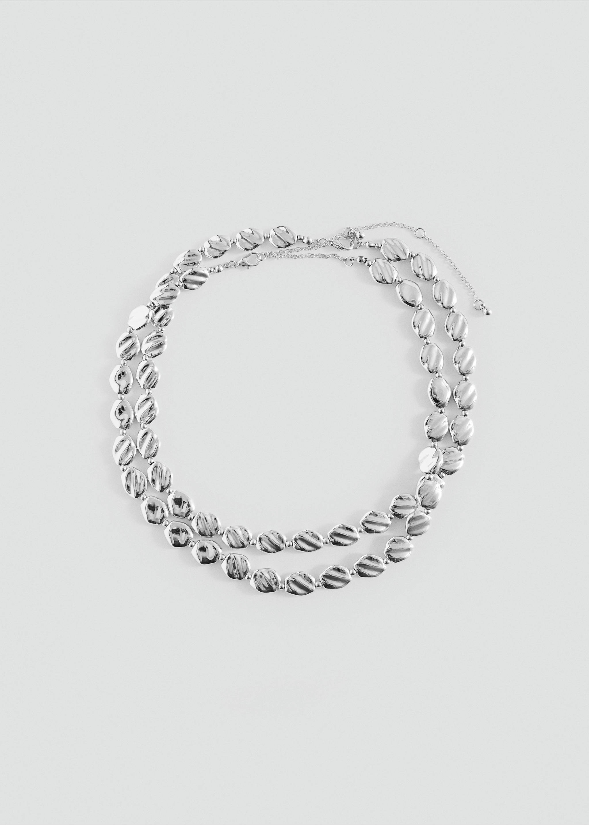 Combined necklace with metallic beads - Article without model, Silver. Ref: 37052961-00.