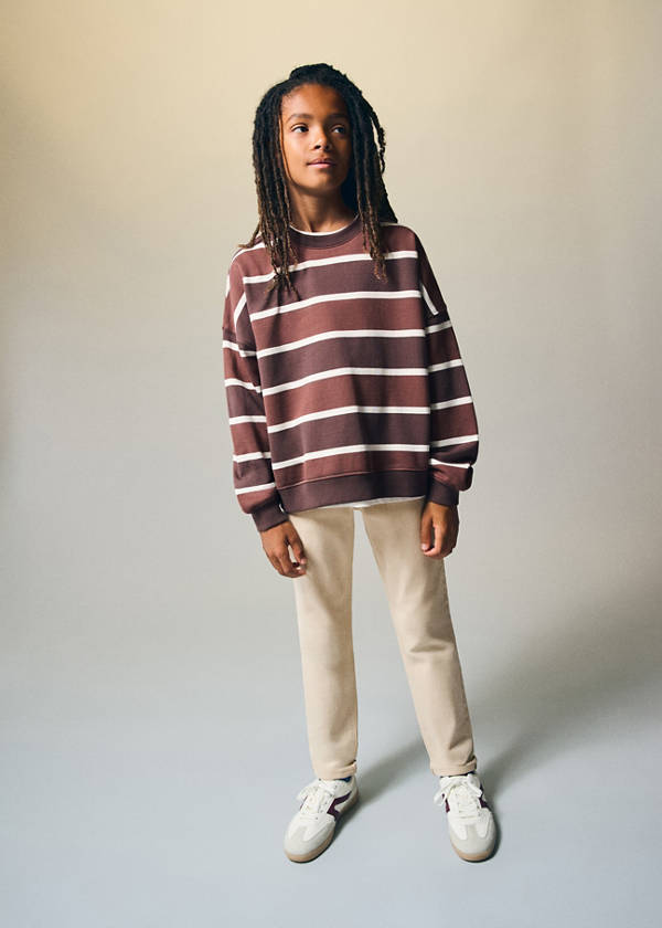 Cotton jeans with rolled-up hems — Beige