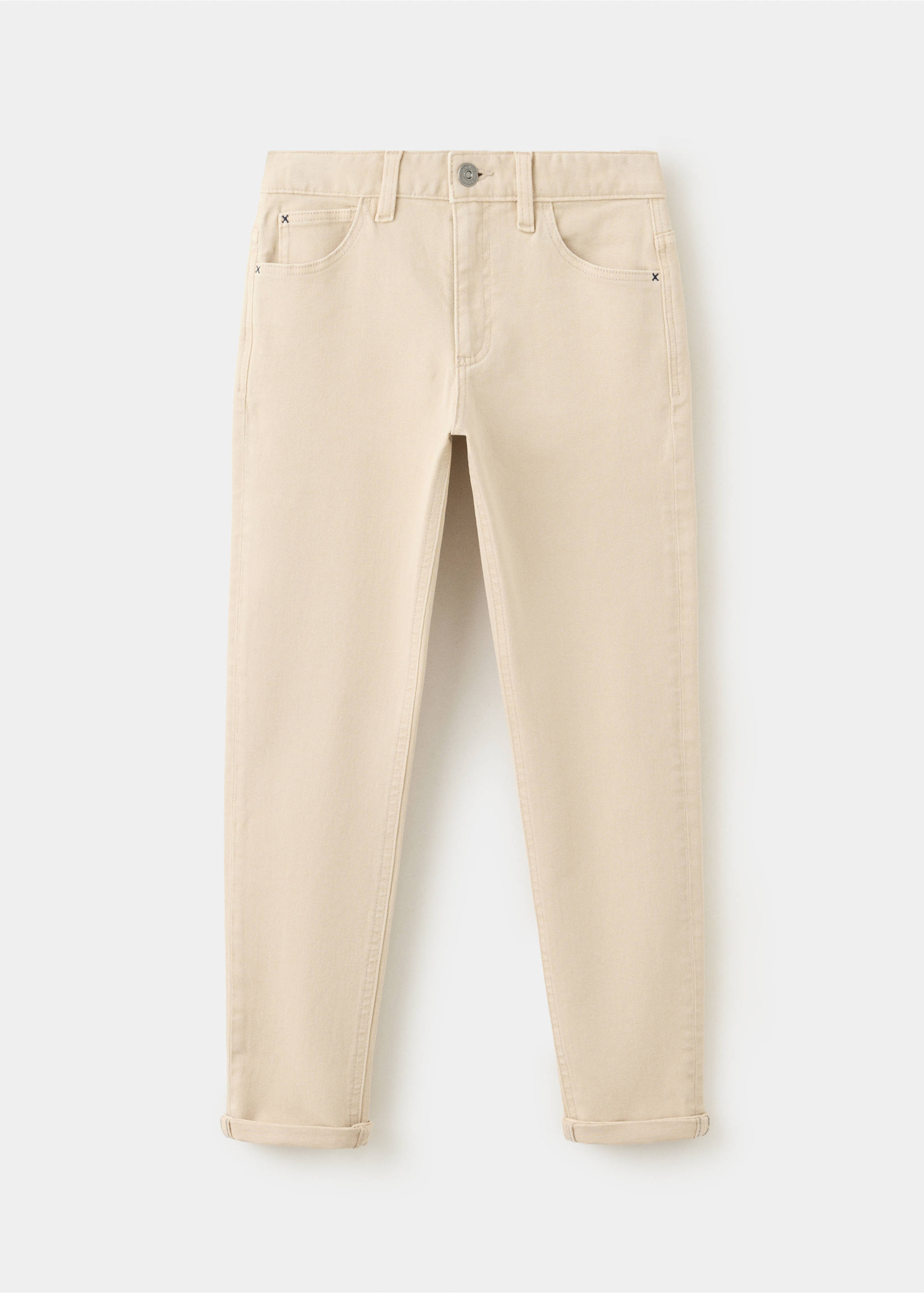 Regular-waist cotton jeans - Article without model, Beige. Ref: 37053275-00.