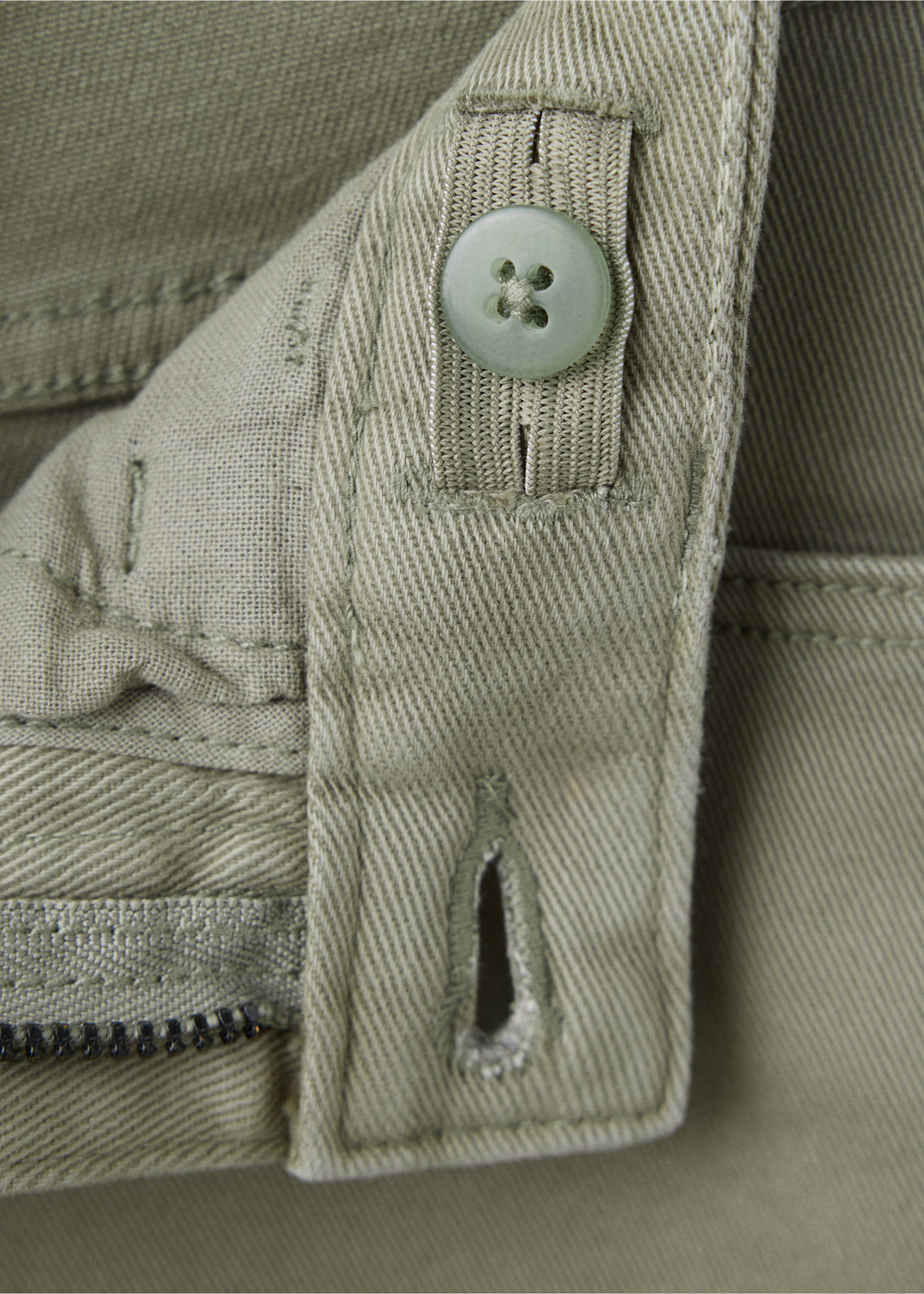 Regular-waist cotton jeans - Details of the article 8, Khaki. Ref: 37053275-00.