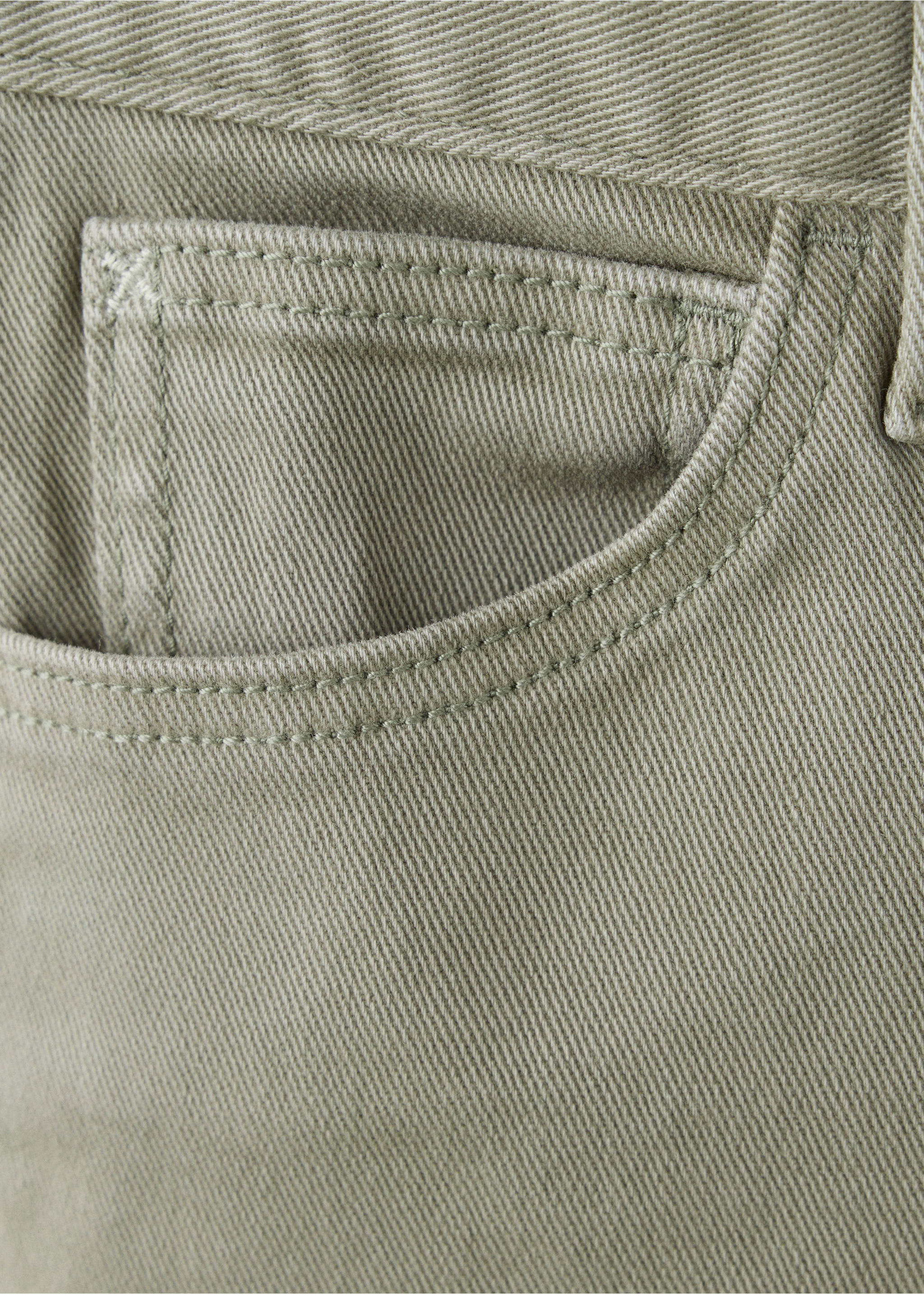 Regular-waist cotton jeans - Details of the article 0, Khaki. Ref: 37053275-00.