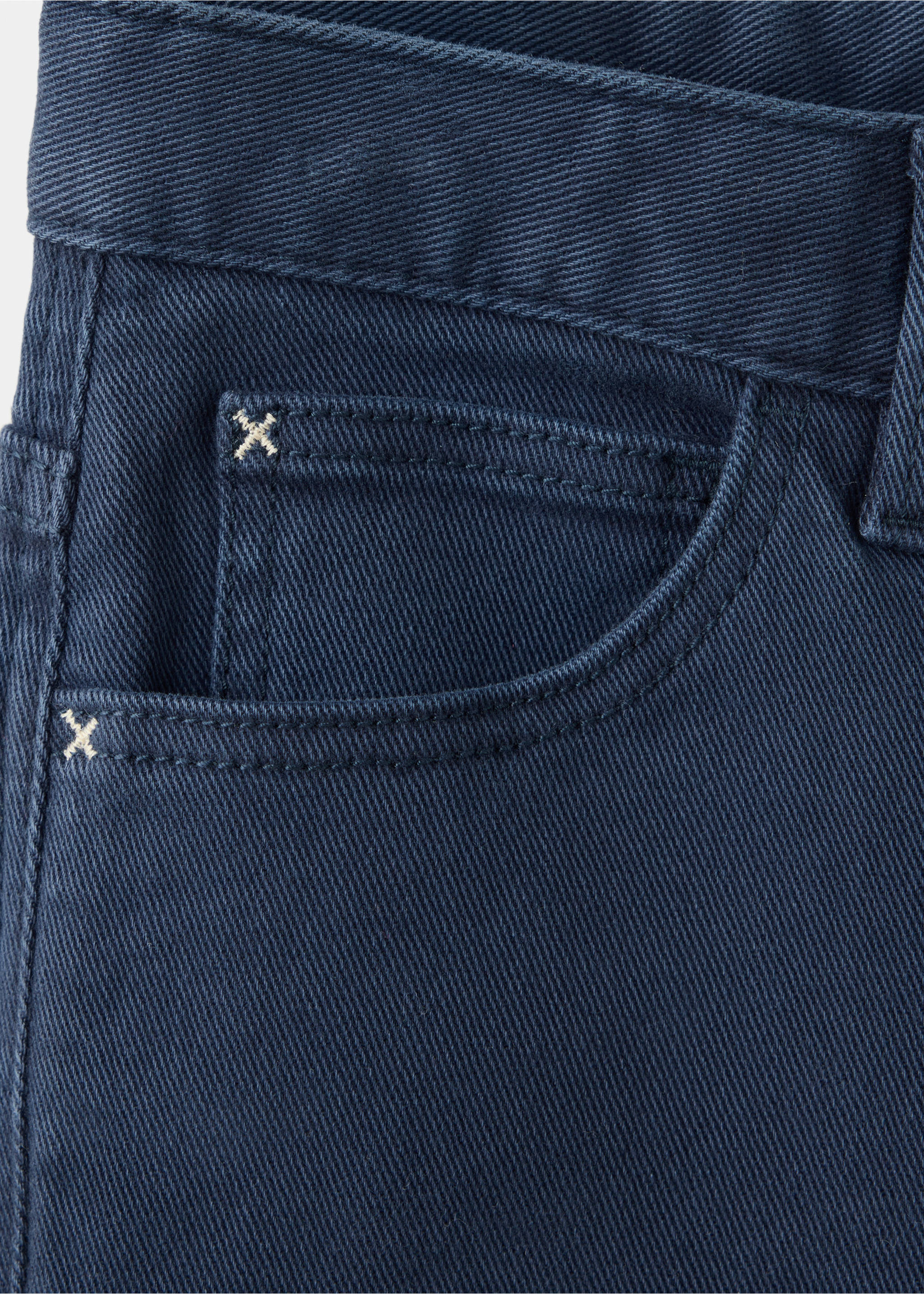 Regular-waist cotton jeans - Details of the article 0, Navy. Ref: 37053275-00.