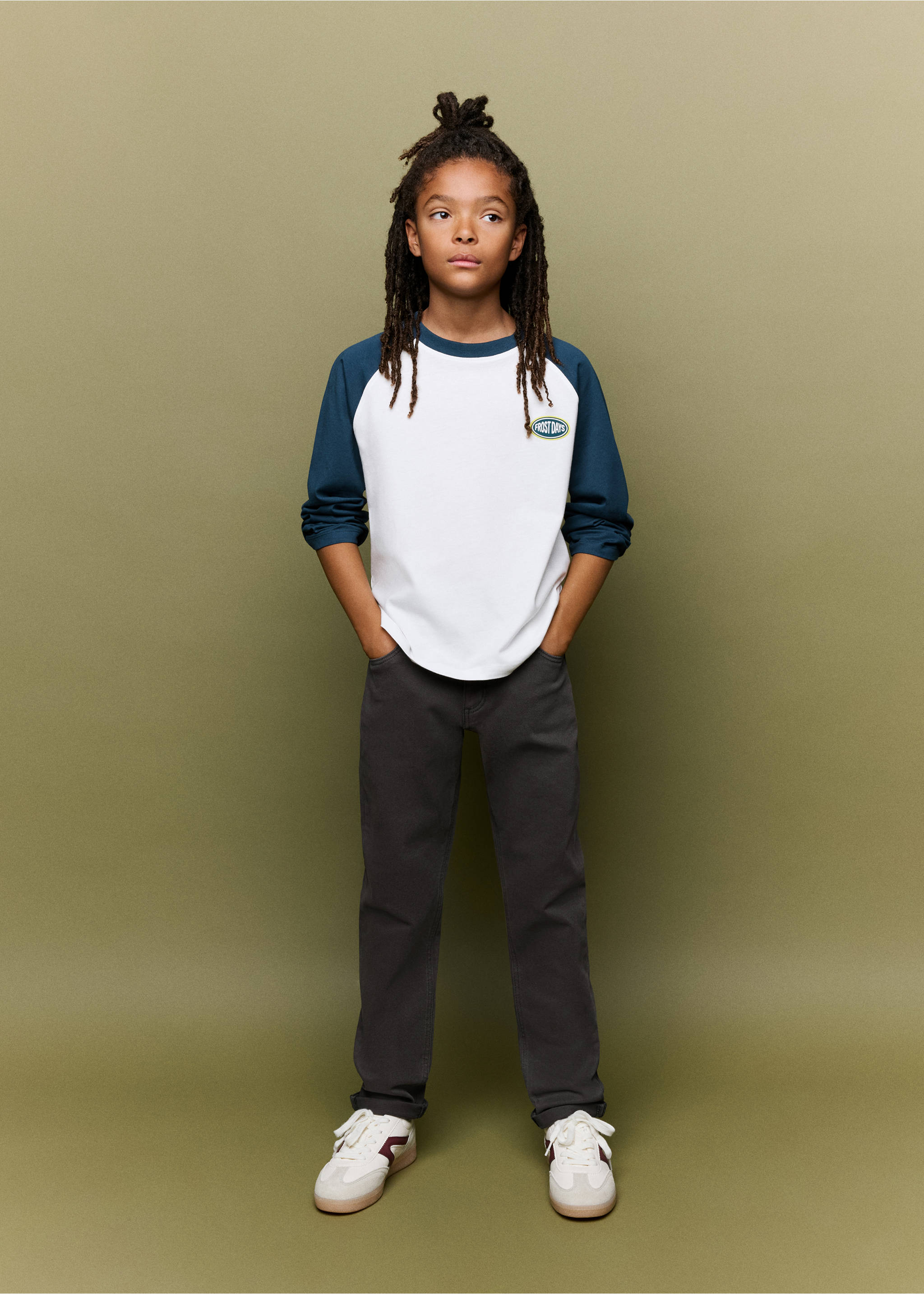 Cotton jeans with rolled-up hems - General plane, Charcoal. Ref: 37053275-00.