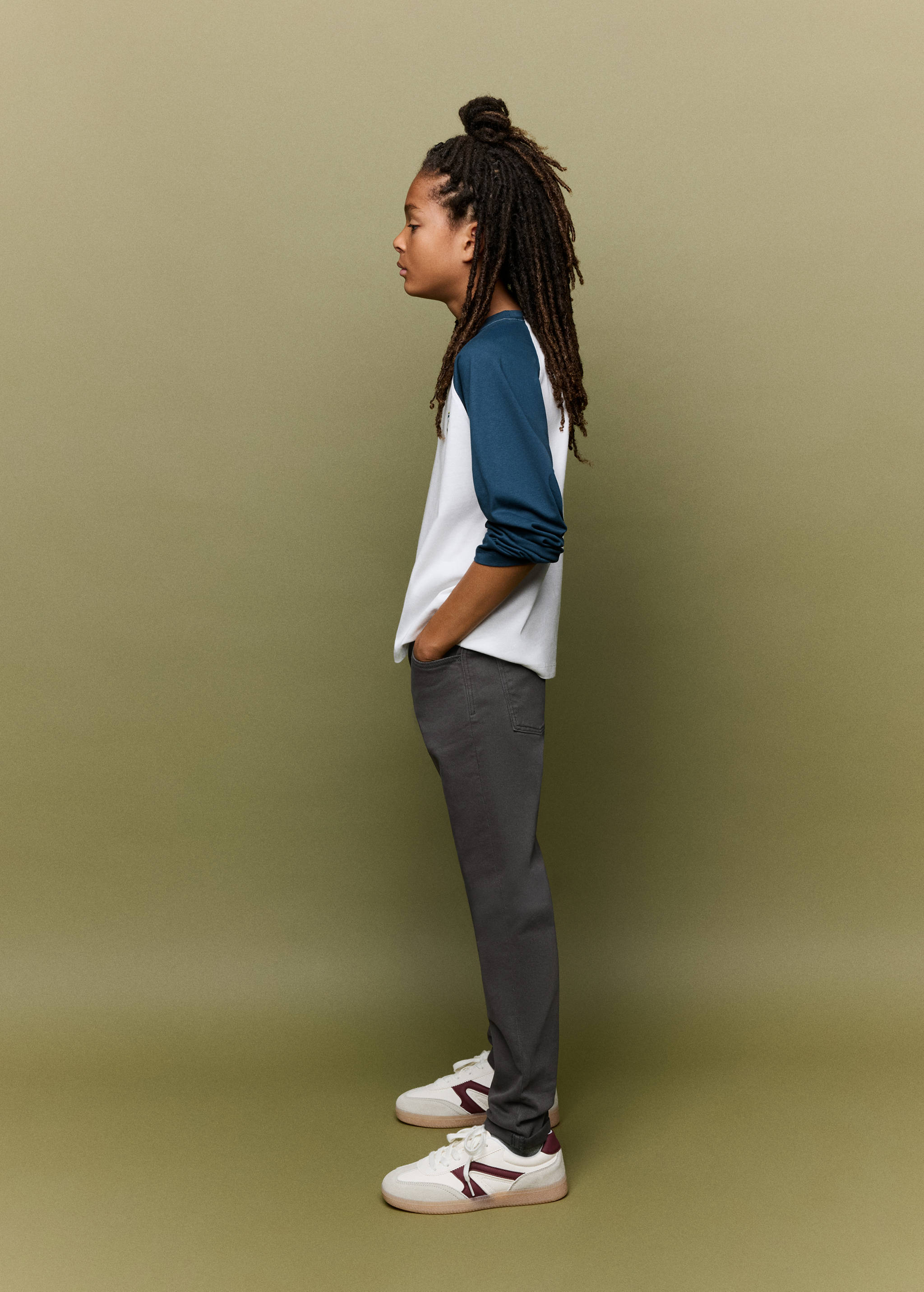 Cotton jeans with rolled-up hems - Medium plane