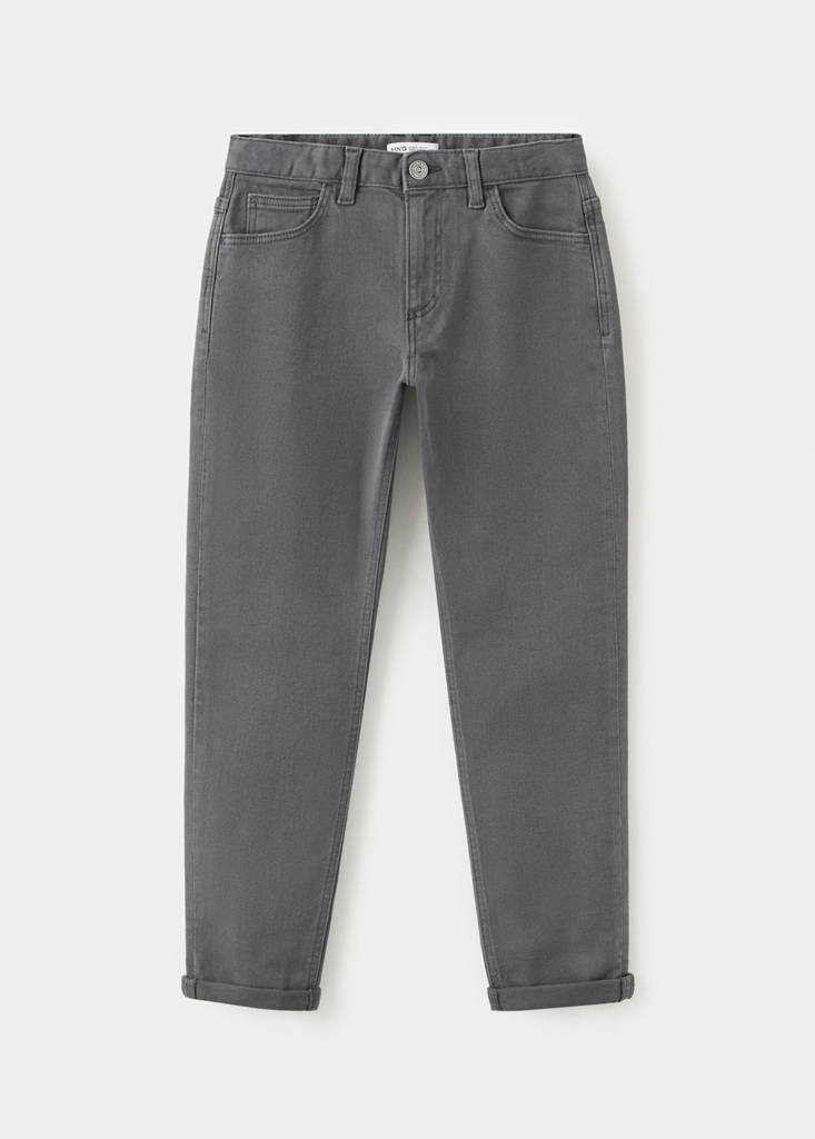 Mango Kids' Jean Coton Regular-fit In Gris Anthracite