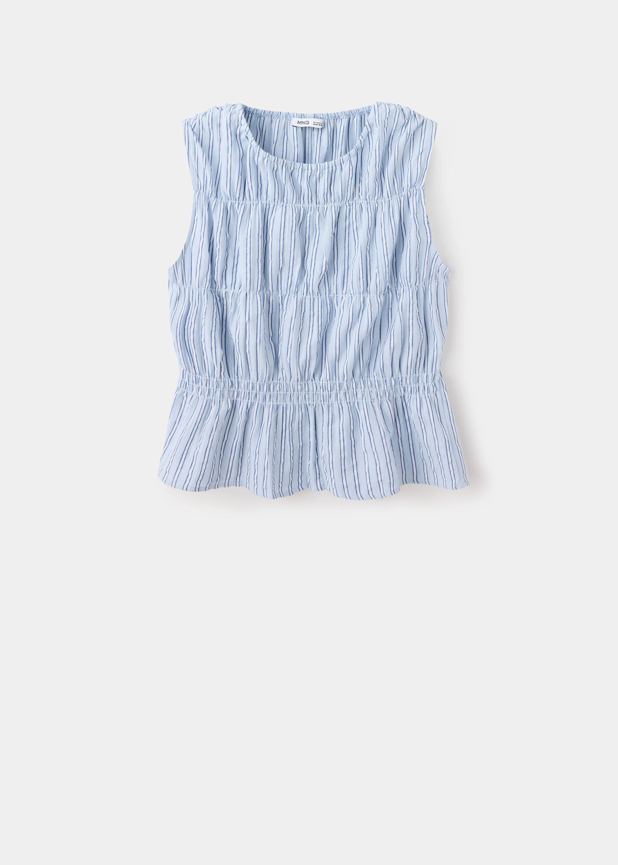 Gathered 100% cotton striped top - Article without model