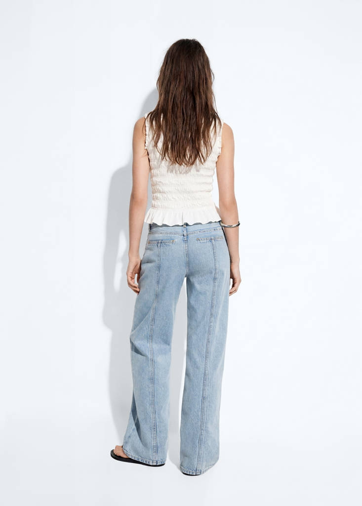 Ruched cotton top — Off White