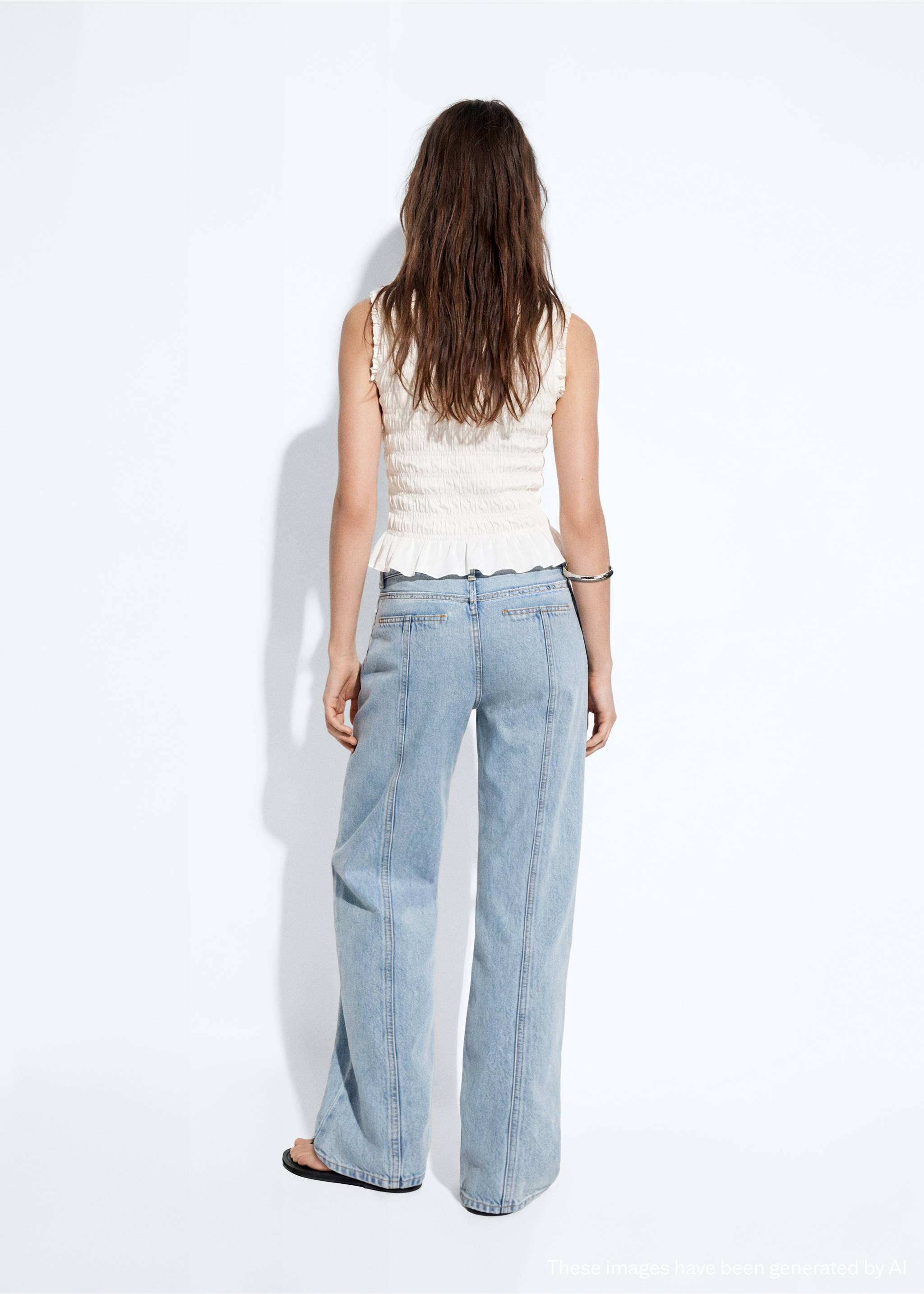 Ruched cotton top - Reverse of the article, Off White. Ref: 37053280-00.