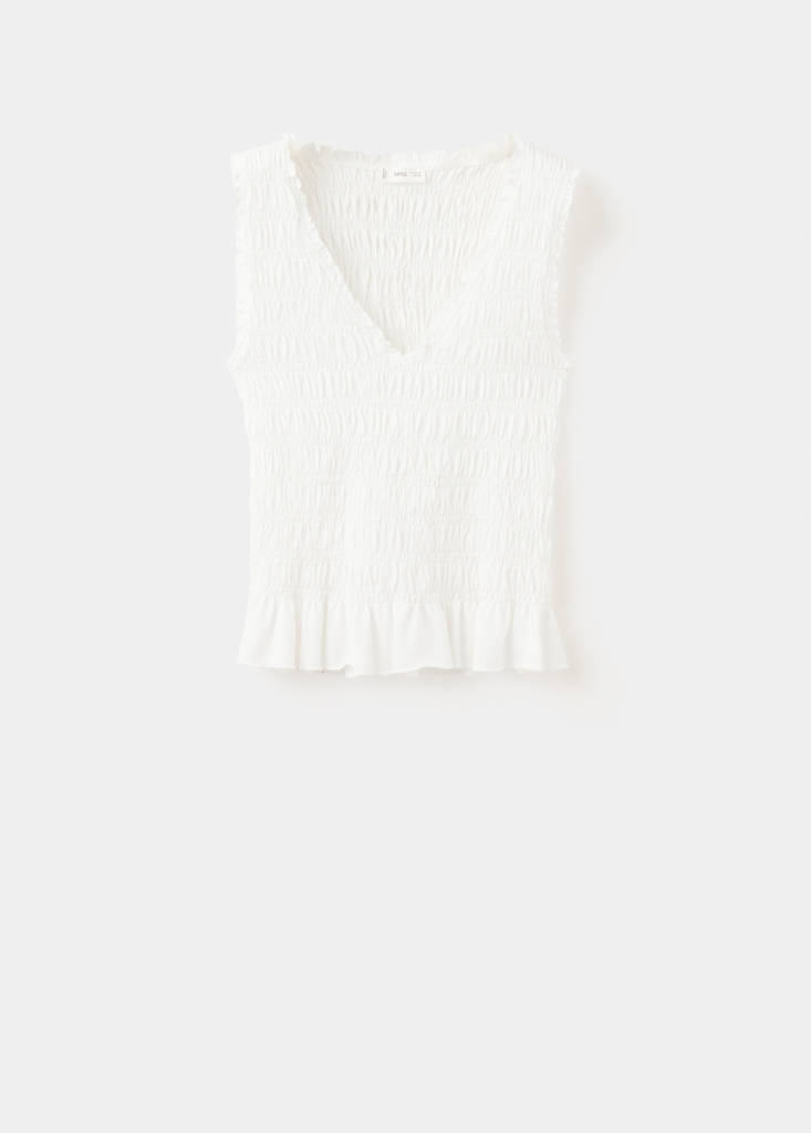 Ruched cotton top — Off White