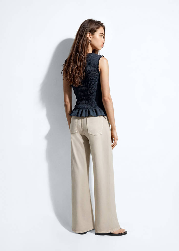 Ruched cotton top — Navy