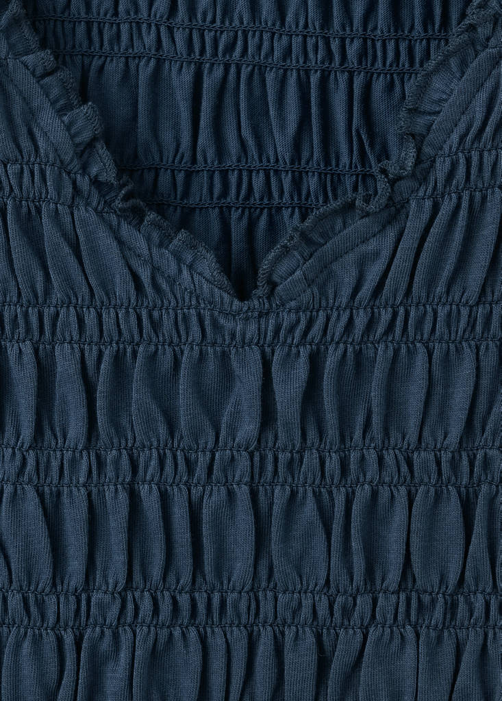 Ruched cotton top — Navy