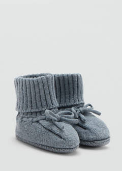 Knitted booties with bow — Green 3