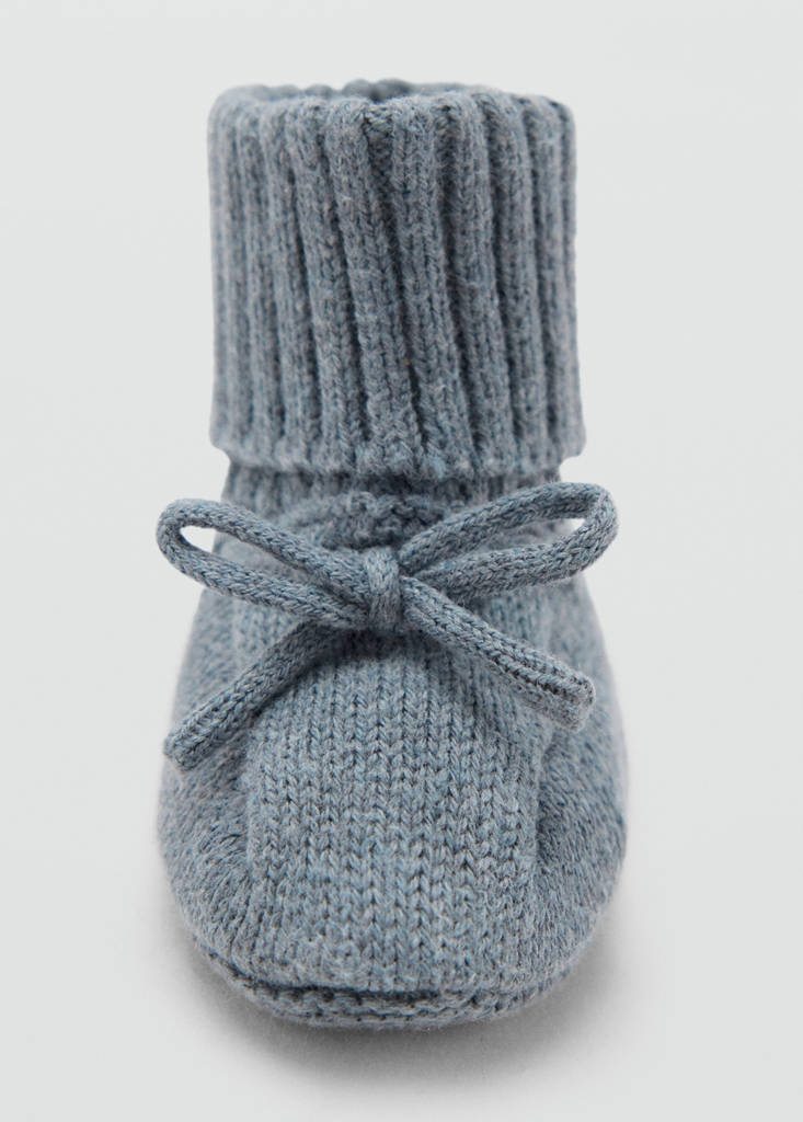 Knitted booties with bow — Green