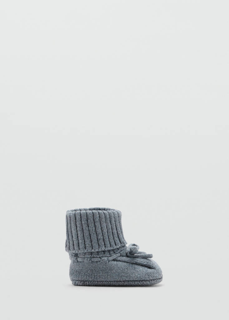 Knitted booties with bow — Green