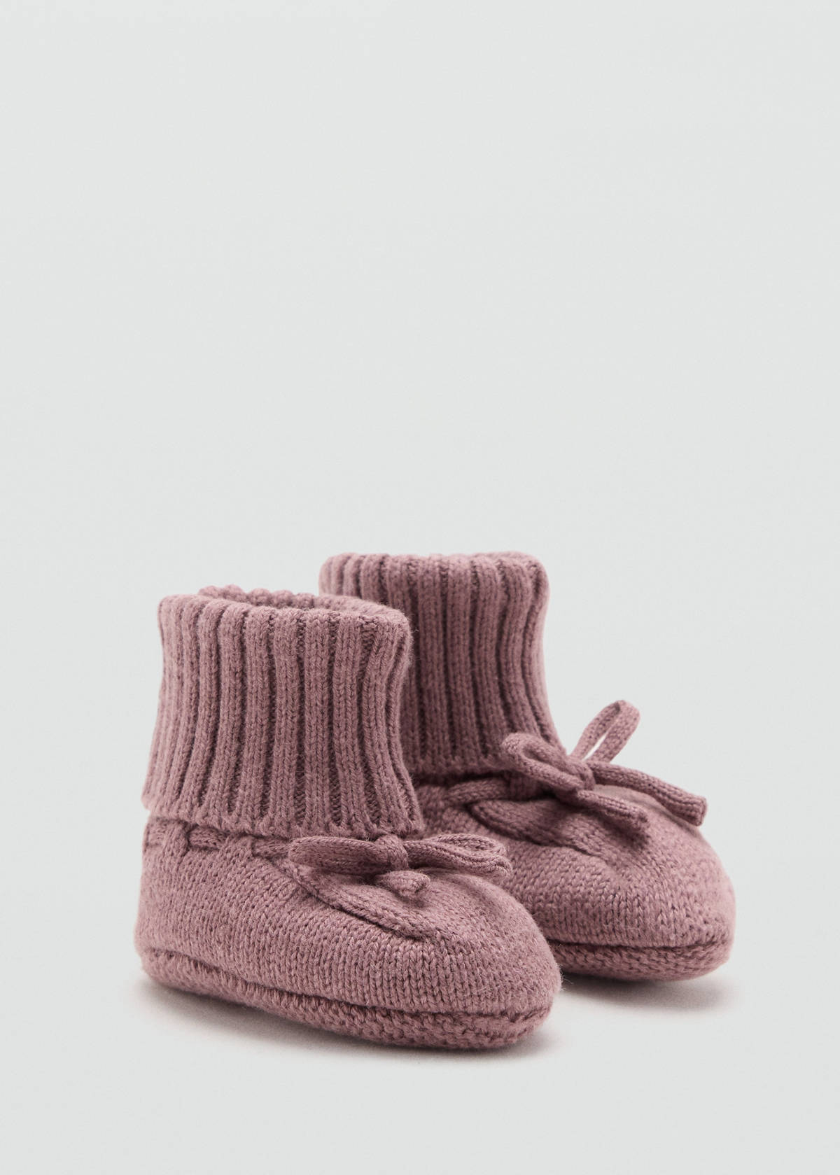 Knitted booties with bow — Burgundy