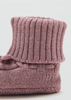 Knitted booties with bow — Burgundy 3