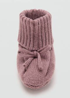 Knitted booties with bow — Burgundy 5
