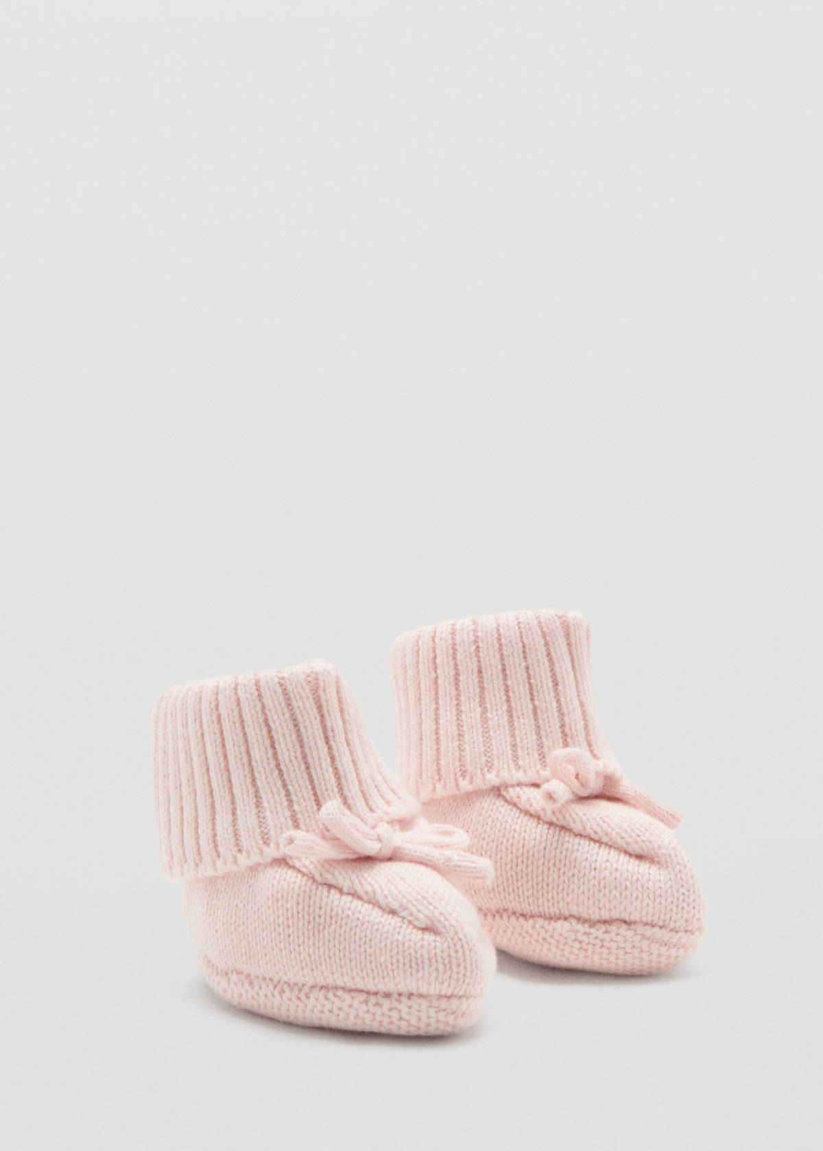 Knitted booties with bow — Pink