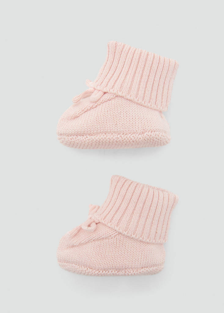 Knitted booties with bow — Pink
