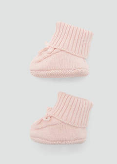 Knitted booties with bow — Pink 2