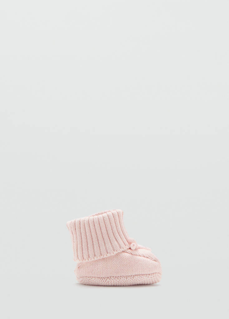 Knitted booties with bow — Pink