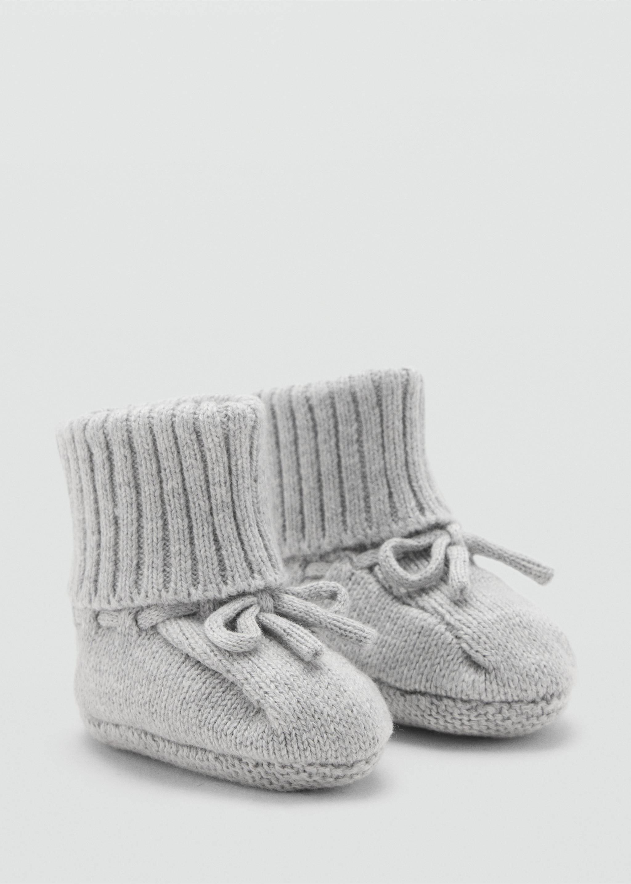 Knitted booties with bow - Reverse of the article, Medium Heather Grey. Ref: 37053282-00.