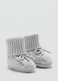 Knitted booties with bow — Medium Heather Grey 3