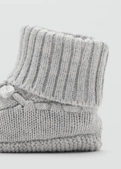 Knitted booties with bow — Medium Heather Grey 2