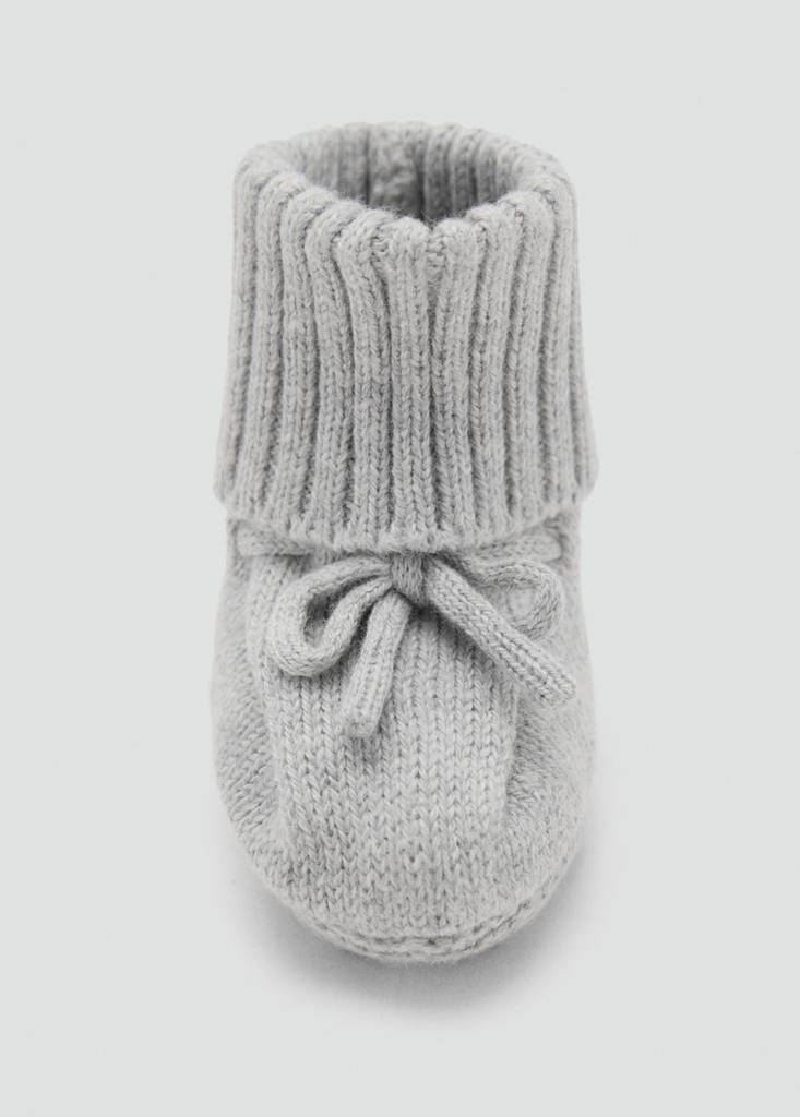 Knitted booties with bow — Medium Heather Grey