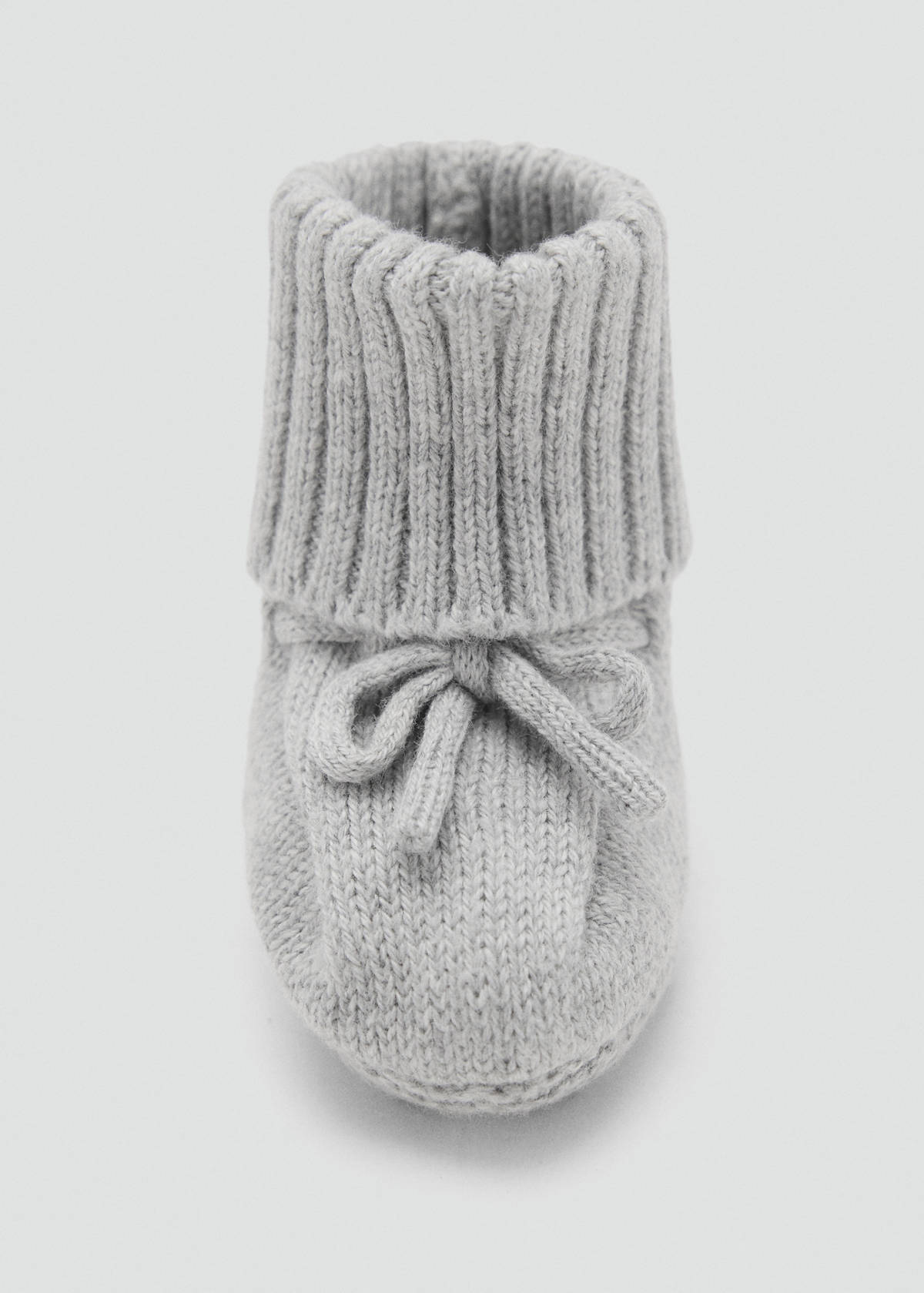 Knitted booties with bow — Medium Heather Grey