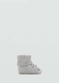Knitted booties with bow — Medium Heather Grey 1