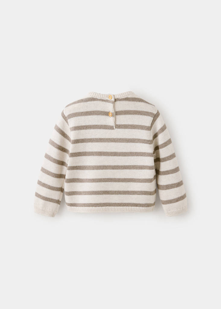 Knit striped sweater — Sand
