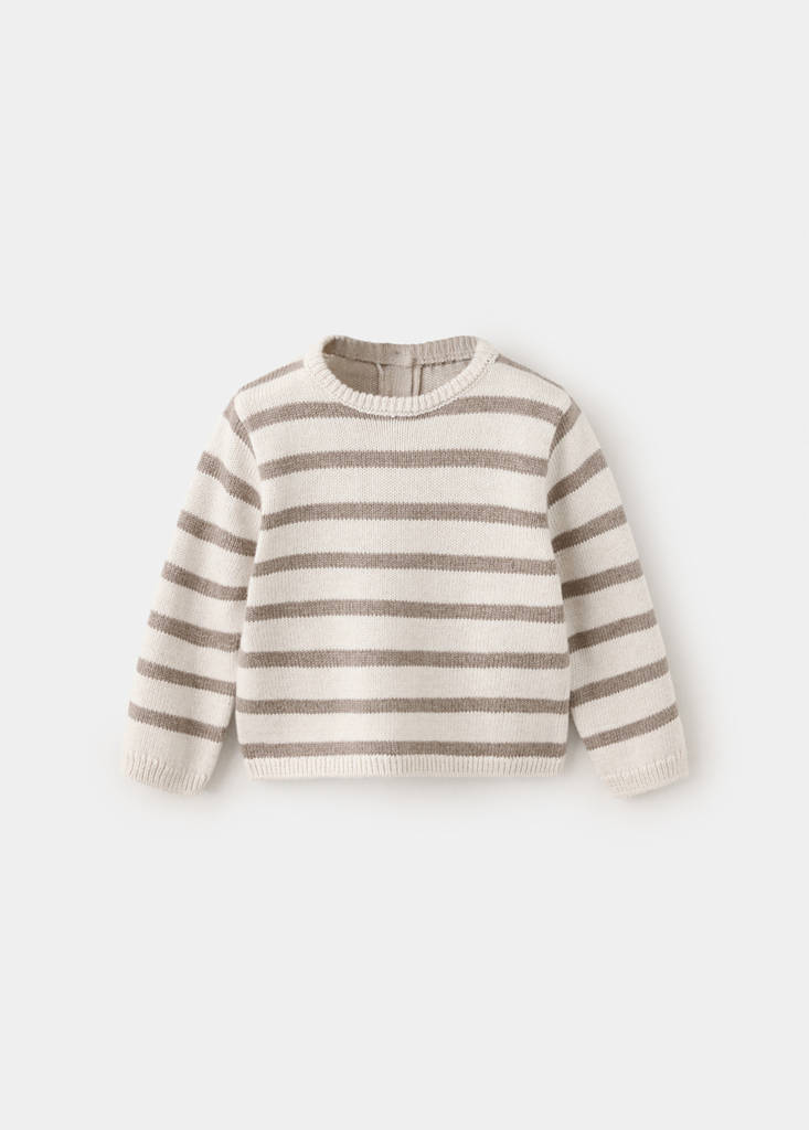 Knit striped sweater — Sand