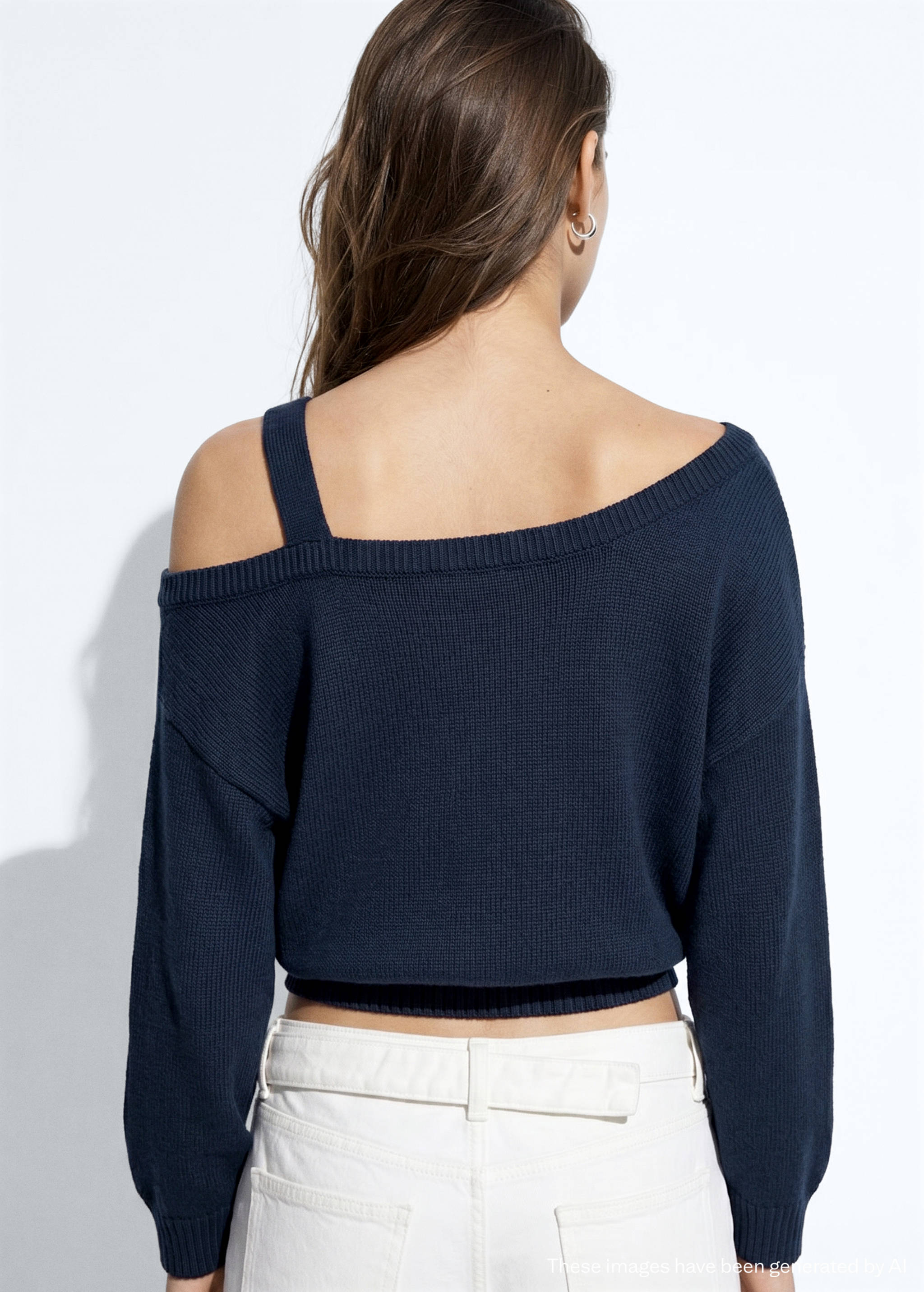 Pull asymétrique en maille 100 % coton - Verso de l’article