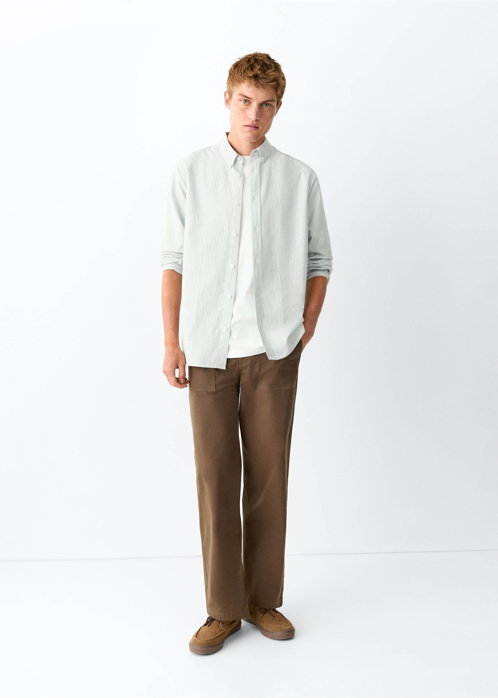 100% cotton striped shirt - General plane, Green. Ref: 37053289-00.