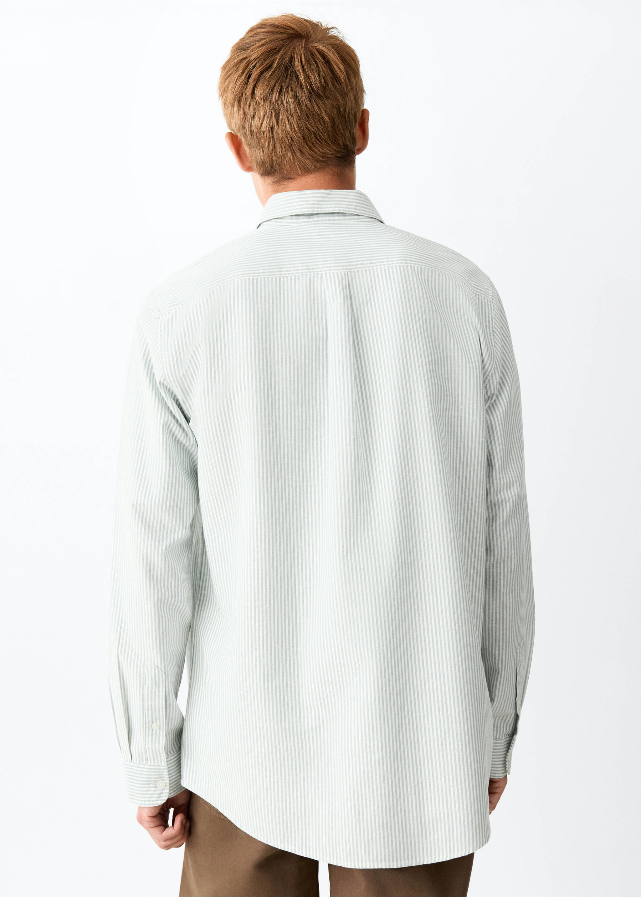 100% cotton striped shirt - Reverse of the article, Green. Ref: 37053289-00.