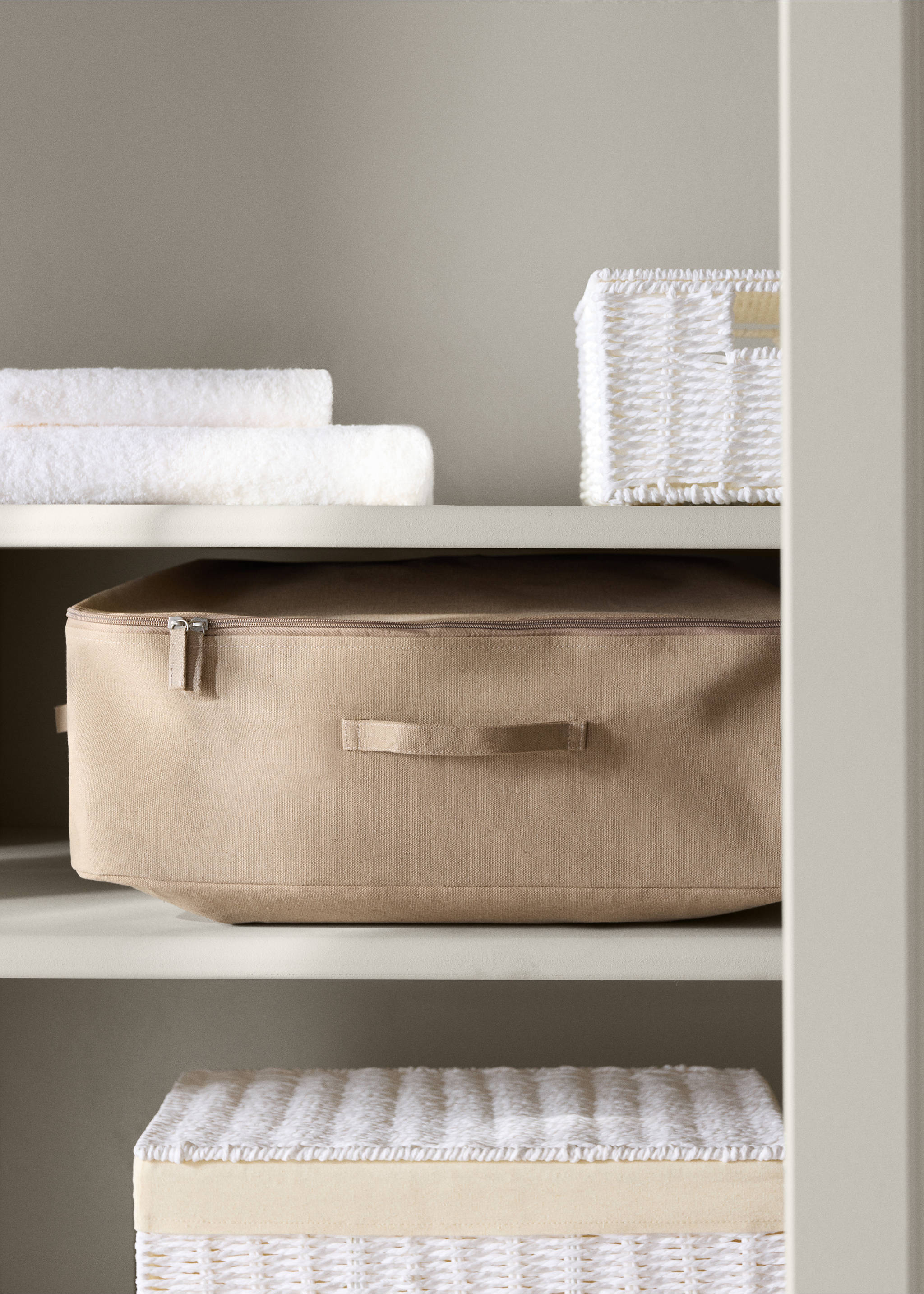 100% cotton large storage box - General plane, Beige. Ref: 37053290-00.