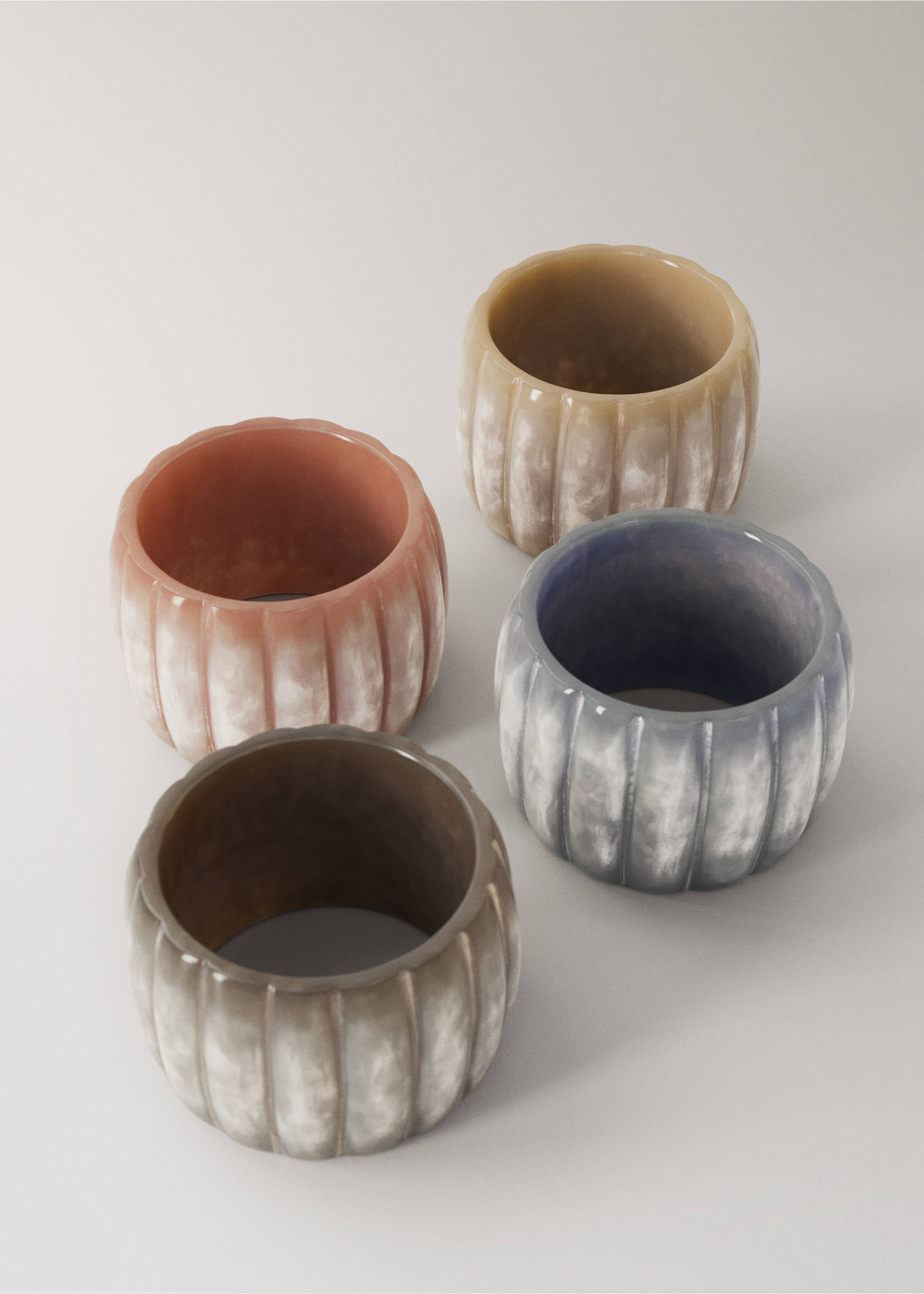 Resin Napkin Holder set of 4 - Details of the article 1, Nude. Ref: 37053297-00.